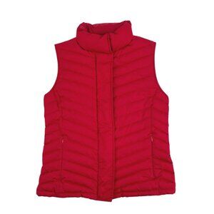 Talbots Womens Small Quilted Down FIll Puffer Vest Lightweight Red Zip Snap